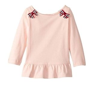 Janie and Jack pale pink peplum top with bows
